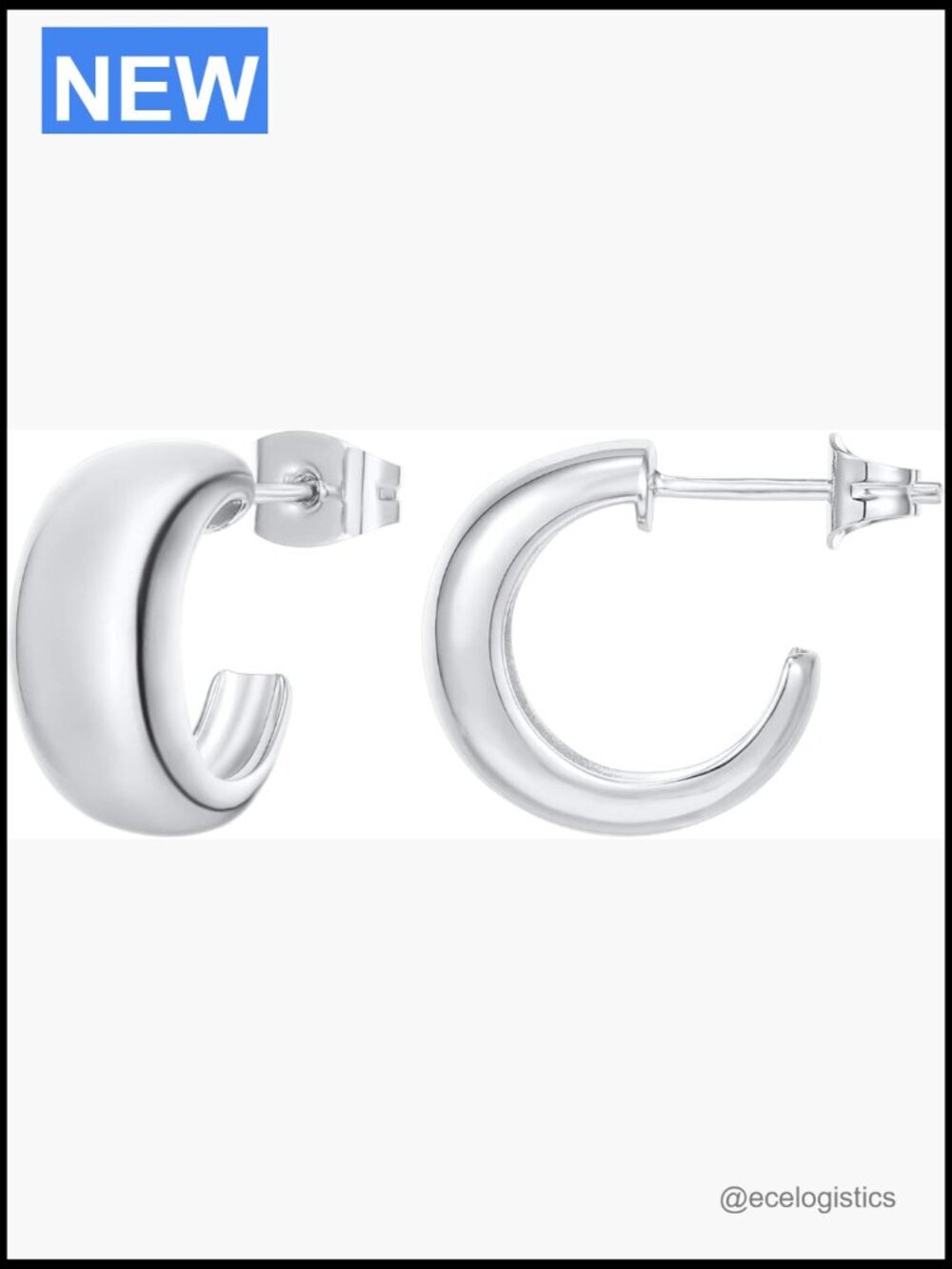 Thick Dome Huggie Earrings 925 Sterling Silver Posts Small Wide Round Hoop
